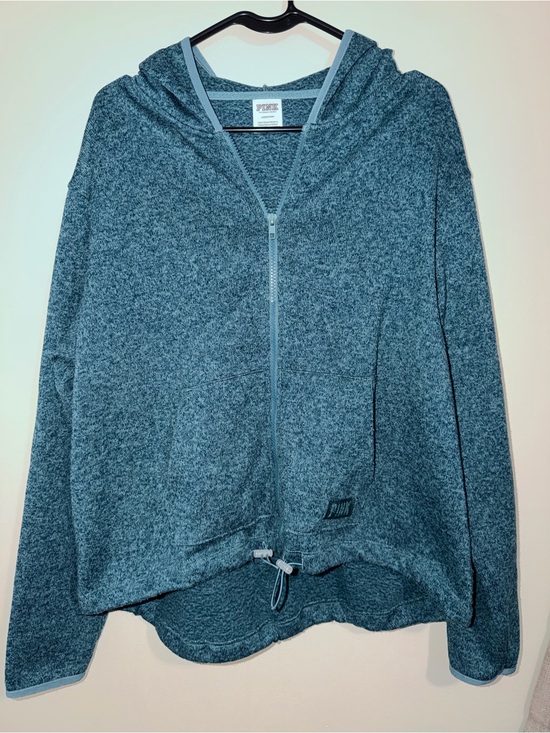 PINK Victoria's Secret Tops - PINK Victoria's Secret Fleece Zip-Up Hoodie - Heather Teal